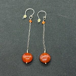 Elegant Carnelian & Sterling Silver Dangle Earrings